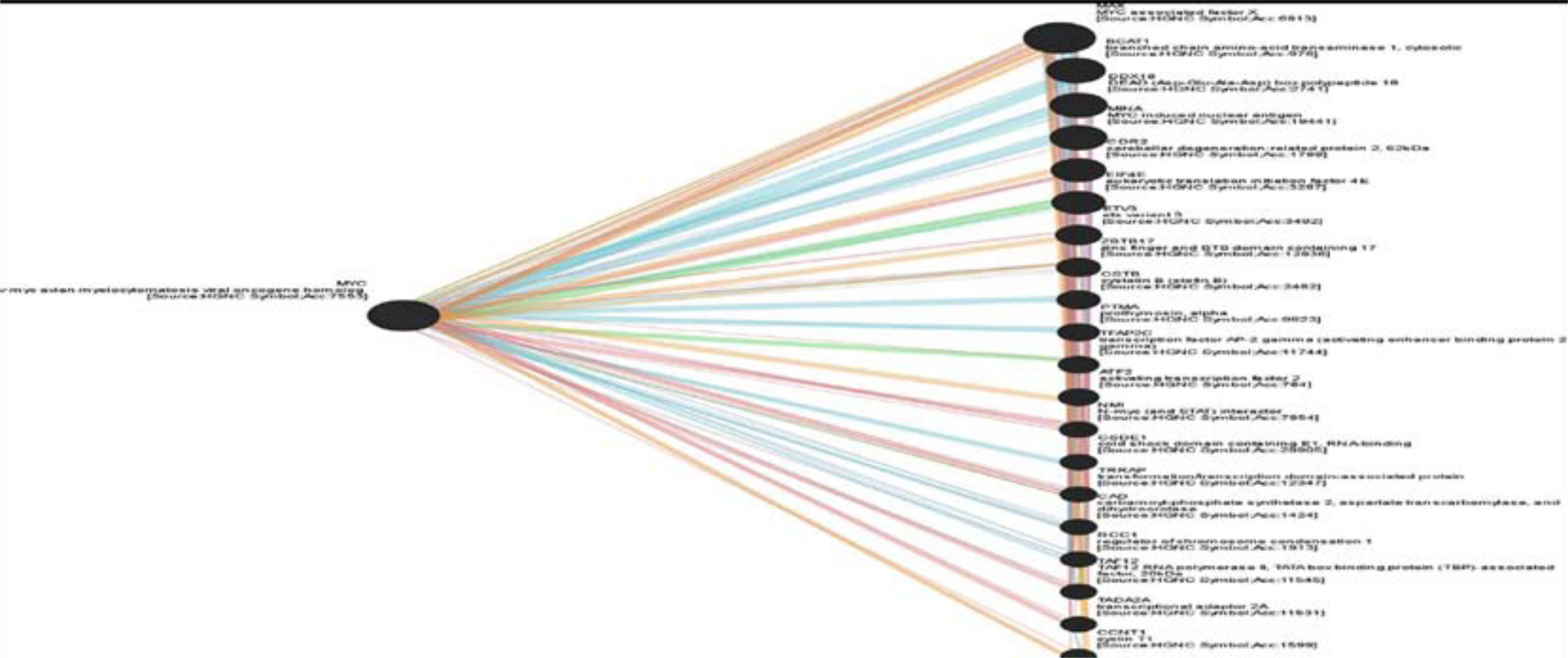 Show genes co- expression with C-MYC gene.