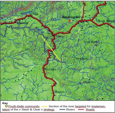 Figure 1: Map showing the location of the study site (Pouth-Kelle) and the river La Kelle.